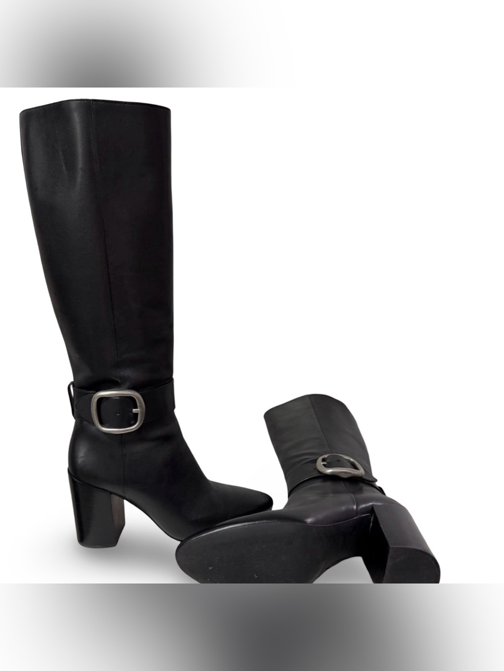 Coach Soho Buckle Leather Knee High Boots Evelyn Buckle Boots Black | G4435 - Picture 8 of 16
